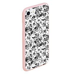 Чехол iPhone 7/8 матовый Черно серый кофетти на белом фоне, цвет: 3D-светло-розовый — фото 2