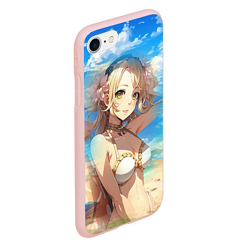 Чехол iPhone 7/8 матовый Девушка блондинка на пляже / 3D-Светло-розовый – фото 2