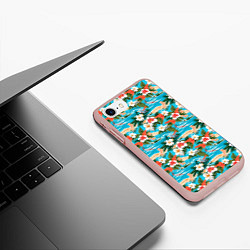Чехол iPhone 7/8 матовый Море цветы и птицы, цвет: 3D-светло-розовый — фото 2