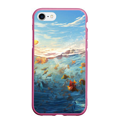 Чехол iPhone 7/8 матовый Рыбки выплескиваются из воды, цвет: 3D-малиновый