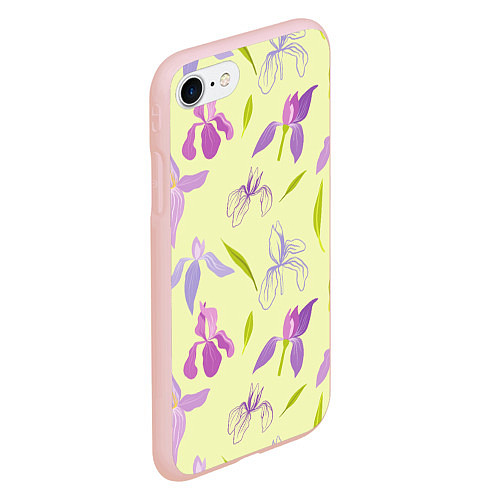 Чехол iPhone 7/8 матовый Фиолетовые лилии / 3D-Светло-розовый – фото 2
