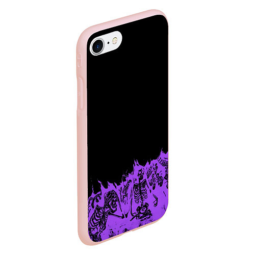 Чехол iPhone 7/8 матовый Скелеты в неоновом огне / 3D-Светло-розовый – фото 2