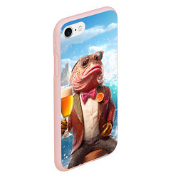 Чехол iPhone 7/8 матовый Мистер карп с пивом, цвет: 3D-светло-розовый — фото 2