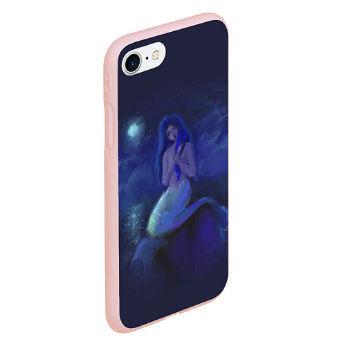 Чехол iPhone 7/8 матовый Русалка и полнолуние / 3D-Светло-розовый – фото 2
