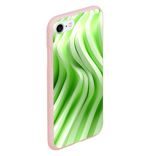 Чехол iPhone 7/8 матовый Белые и зеленый волны / 3D-Светло-розовый – фото 2