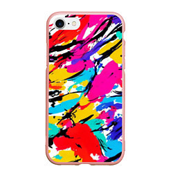 Чехол iPhone 7/8 матовый Абстрактные узоры штрихи, цвет: 3D-светло-розовый