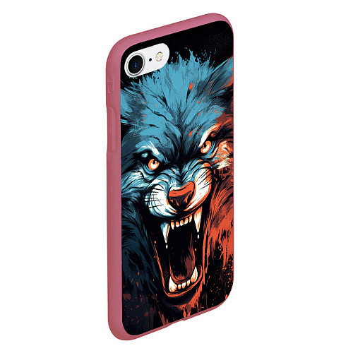 Чехол iPhone 7/8 матовый Fantasy wolf / 3D-Малиновый – фото 2