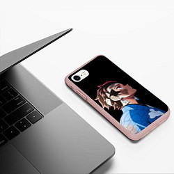 Чехол iPhone 7/8 матовый Танджиро - клинок - минимализм, цвет: 3D-светло-розовый — фото 2