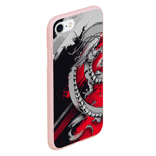 Чехол iPhone 7/8 матовый Dragon - Japan style / 3D-Светло-розовый – фото 2