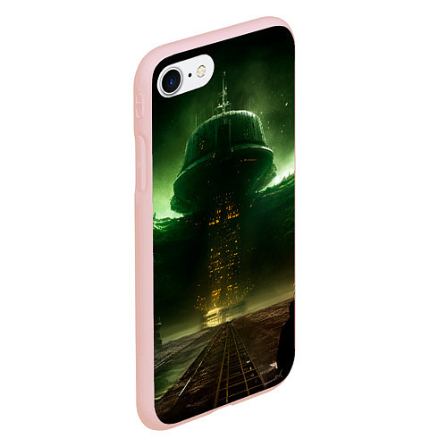 Чехол iPhone 7/8 матовый Космическая база на горе / 3D-Светло-розовый – фото 2