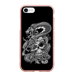 Чехол iPhone 7/8 матовый Cobra and skull, цвет: 3D-светло-розовый