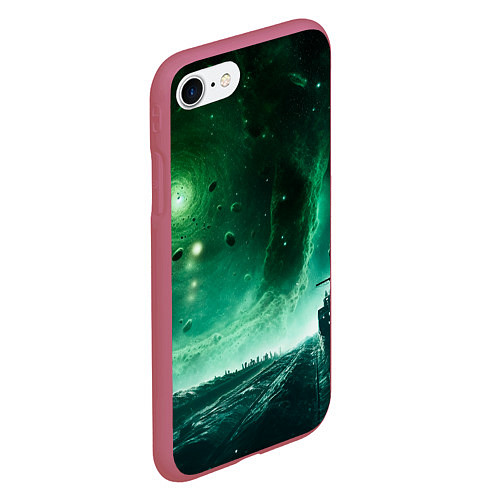 Чехол iPhone 7/8 матовый Космическая буря / 3D-Малиновый – фото 2