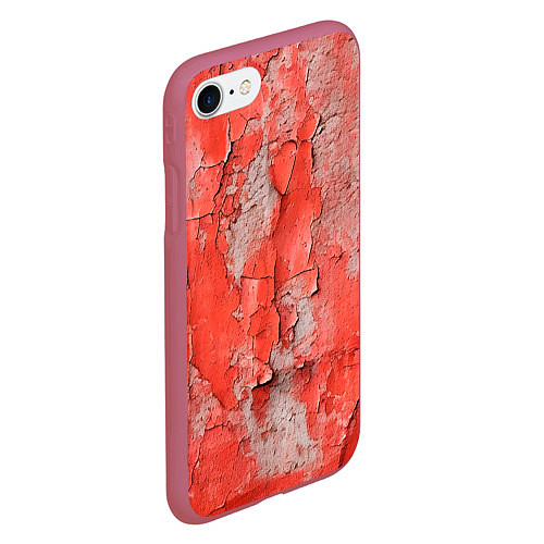 Чехол iPhone 7/8 матовый Красные и серые трещины / 3D-Малиновый – фото 2