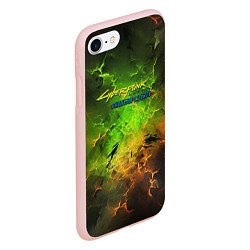 Чехол iPhone 7/8 матовый Cyberpunk 2077 phantom liberty green, цвет: 3D-светло-розовый — фото 2