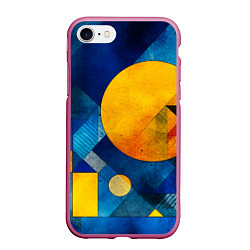 Чехол iPhone 7/8 матовый Жёлтая и синяя геометрия