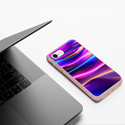 Чехол iPhone 7/8 матовый Неоновые волны, цвет: 3D-светло-розовый — фото 2