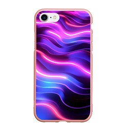 Чехол iPhone 7/8 матовый Неоновые волны, цвет: 3D-светло-розовый