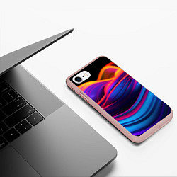 Чехол iPhone 7/8 матовый Яркие неоновые волны, цвет: 3D-светло-розовый — фото 2