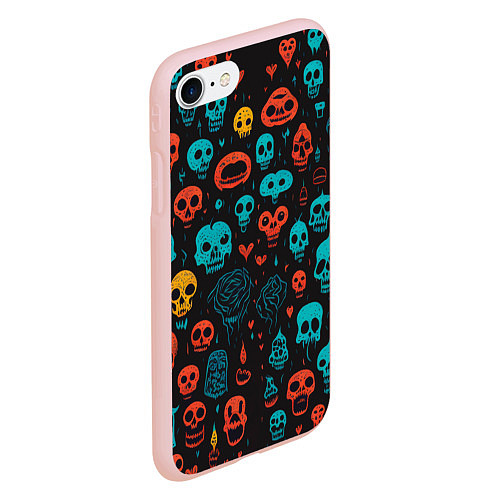 Чехол iPhone 7/8 матовый Skull party / 3D-Светло-розовый – фото 2