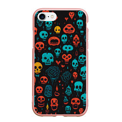 Чехол iPhone 7/8 матовый Skull party, цвет: 3D-светло-розовый