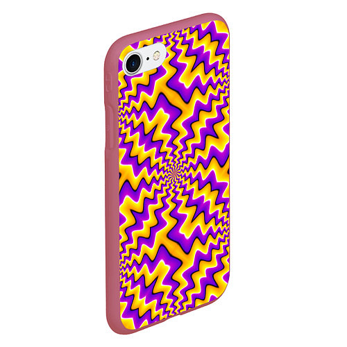 Чехол iPhone 7/8 матовый Желто-фиолетовая иллюзия вращения / 3D-Малиновый – фото 2