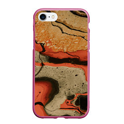 Чехол iPhone 7/8 матовый Оранжевые и бежевые потоки красок