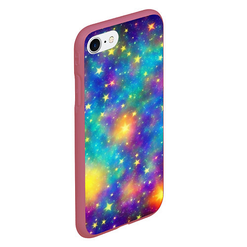 Чехол iPhone 7/8 матовый Звездный космос, сияющий волшебством / 3D-Малиновый – фото 2
