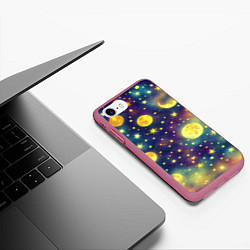 Чехол iPhone 7/8 матовый Космос, Луна и Солнце, цвет: 3D-малиновый — фото 2
