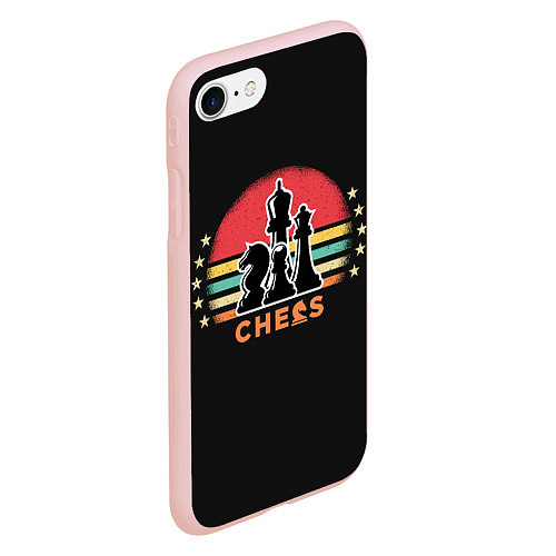 Чехол iPhone 7/8 матовый Шахматные фигуры chess / 3D-Светло-розовый – фото 2