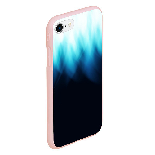 Чехол iPhone 7/8 матовый Синее пламя огня на черном / 3D-Светло-розовый – фото 2