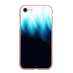 Чехол iPhone 7/8 матовый Синее пламя огня на черном, цвет: 3D-светло-розовый
