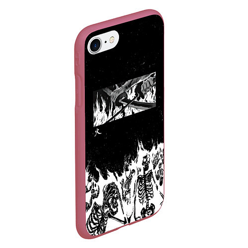 Чехол iPhone 7/8 матовый Блич - Скелеты в огне / 3D-Малиновый – фото 2