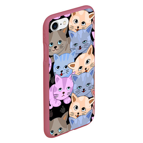 Чехол iPhone 7/8 матовый Cats party / 3D-Малиновый – фото 2