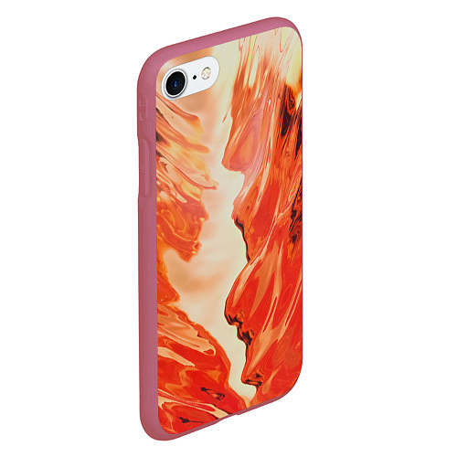 Чехол iPhone 7/8 матовый Бежевые и красные краски / 3D-Малиновый – фото 2
