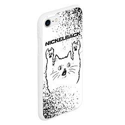 Чехол iPhone 7/8 матовый Nickelback рок кот на светлом фоне, цвет: 3D-белый — фото 2