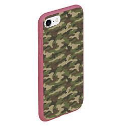 Чехол iPhone 7/8 матовый Камуфляж лесной зелёный, цвет: 3D-малиновый — фото 2