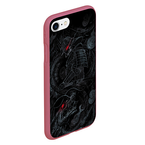 Чехол iPhone 7/8 матовый Dragon and samurai / 3D-Малиновый – фото 2