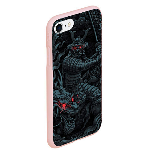 Чехол iPhone 7/8 матовый Samurai and dragon / 3D-Светло-розовый – фото 2