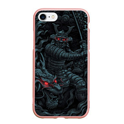 Чехол iPhone 7/8 матовый Samurai and dragon, цвет: 3D-светло-розовый