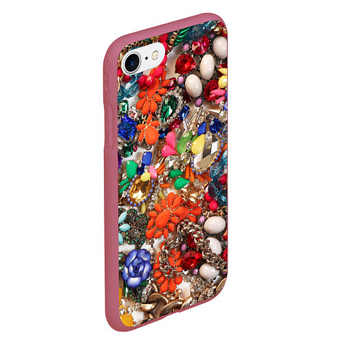 Чехол iPhone 7/8 матовый Камни и драгоценности / 3D-Малиновый – фото 2
