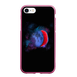 Чехол iPhone 7/8 матовый Космический арбуз-луна, цвет: 3D-малиновый