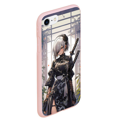 Чехол iPhone 7/8 матовый Nier automata девушка с мечами / 3D-Светло-розовый – фото 2