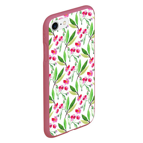 Чехол iPhone 7/8 матовый Tender flowers / 3D-Малиновый – фото 2