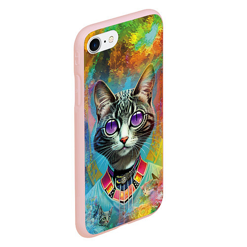 Чехол iPhone 7/8 матовый Cat fashionista - neural network / 3D-Светло-розовый – фото 2