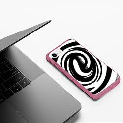 Чехол iPhone 7/8 матовый Черно-белая воронка, цвет: 3D-малиновый — фото 2