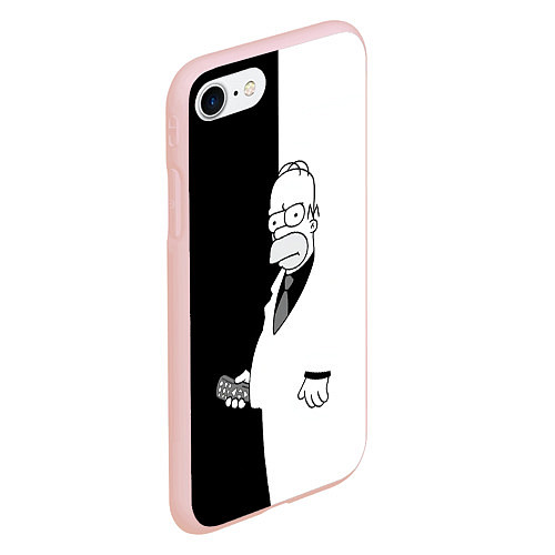 Чехол iPhone 7/8 матовый Homer Simpson - black and white / 3D-Светло-розовый – фото 2