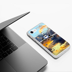 Чехол iPhone 7/8 матовый Ту-154 Суровый закат, цвет: 3D-белый — фото 2
