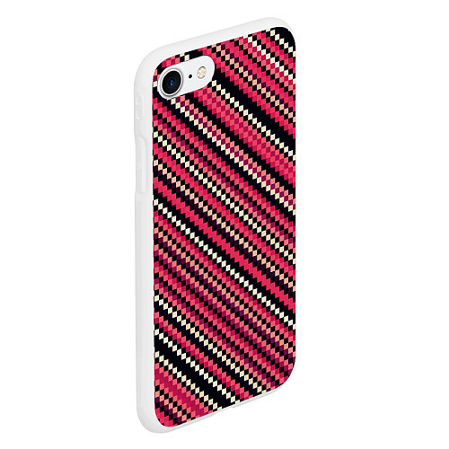 Чехол iPhone 7/8 матовый Полосы пиксели красный / 3D-Белый – фото 2