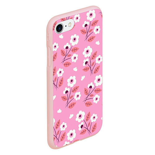 Чехол iPhone 7/8 матовый Flowers on pink / 3D-Светло-розовый – фото 2