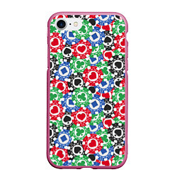 Чехол iPhone 7/8 матовый Фишки, Ставки, Покер, цвет: 3D-малиновый